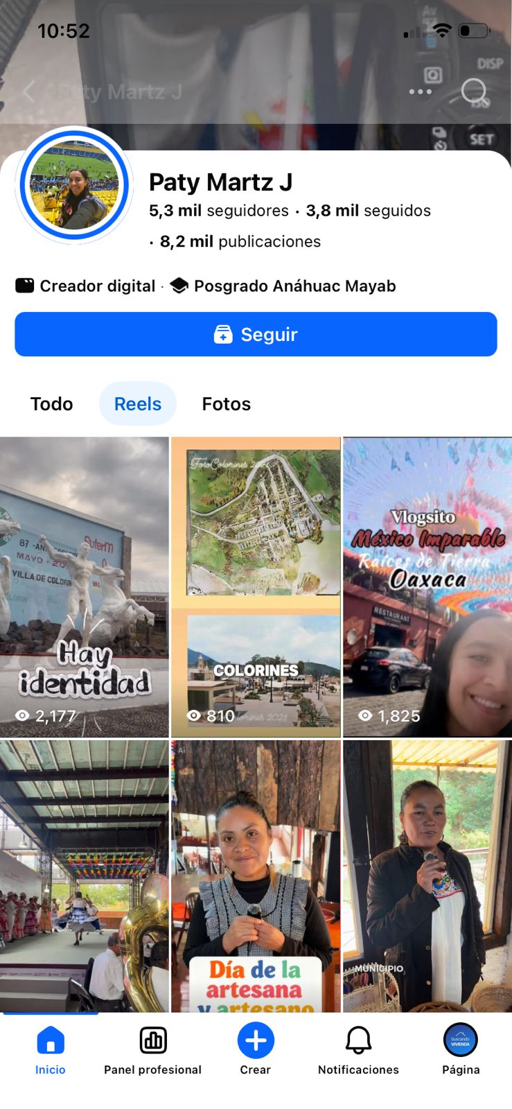Vista previa del perfil de Facebook de Paty Martz J